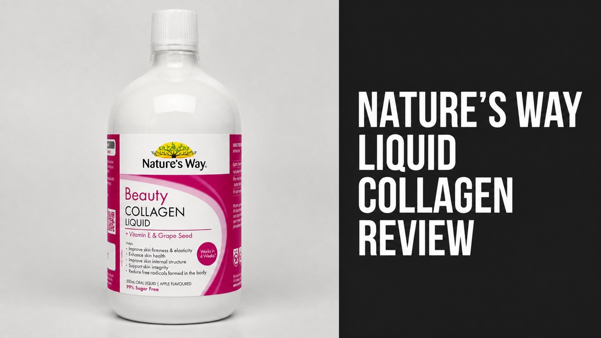 Nature's Way Beauty Collagen Liquid bottle next to the headline Nature's Way Liquid Collagen Review