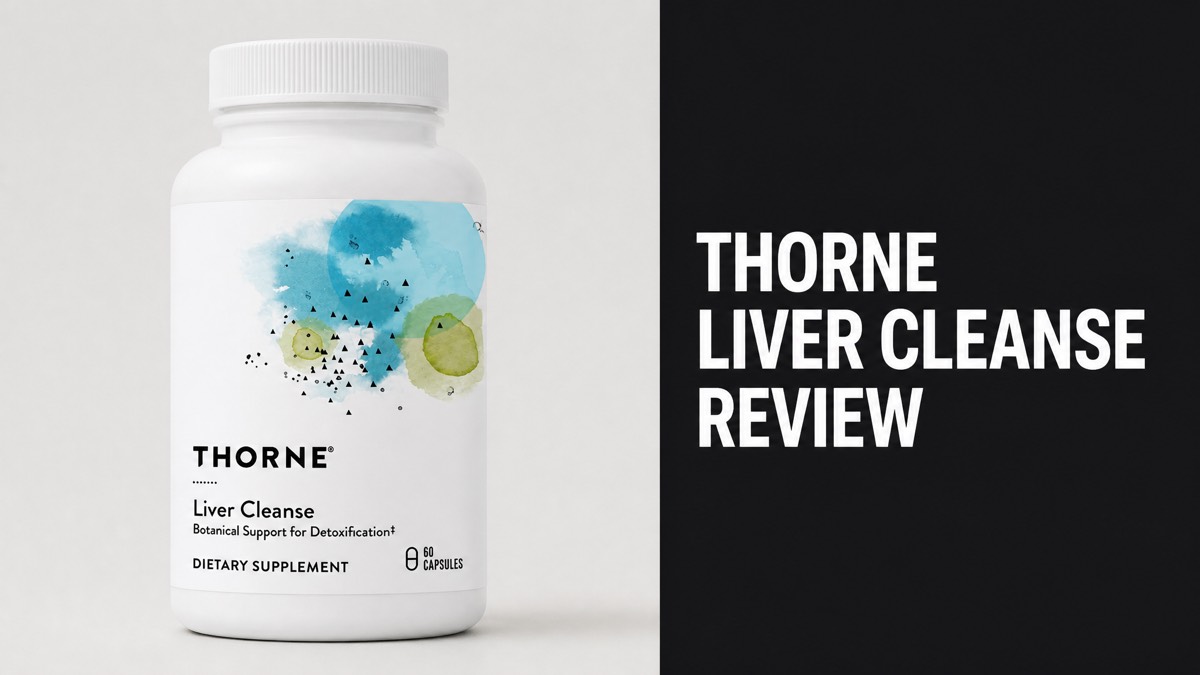 Thorne Liver Cleanse supplement bottle with blue and green watercolor label design