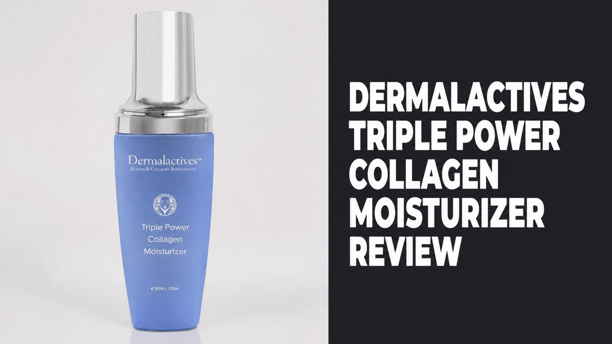 Dermalactives Triple Power Collagen Moisturizer bottle on a neutral background