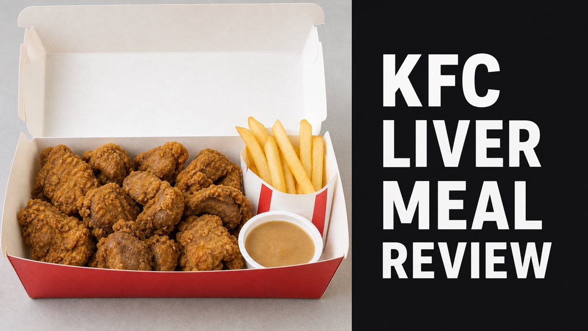Fried chicken liver and gizzard combo meal with fries and gravy in a to-go box