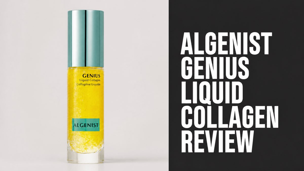 Algenist Genius Liquid Collagen serum bottle on a neutral background