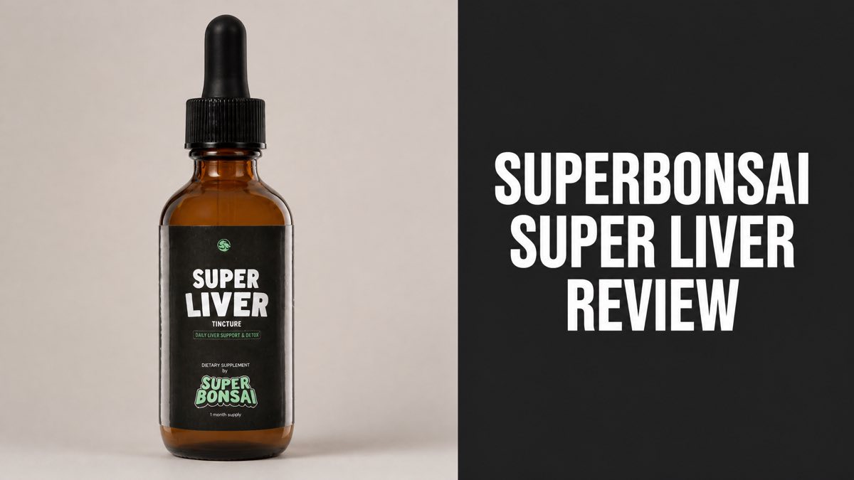 SuperBonsai Super Liver tincture bottle with milk thistle and turmeric herbs