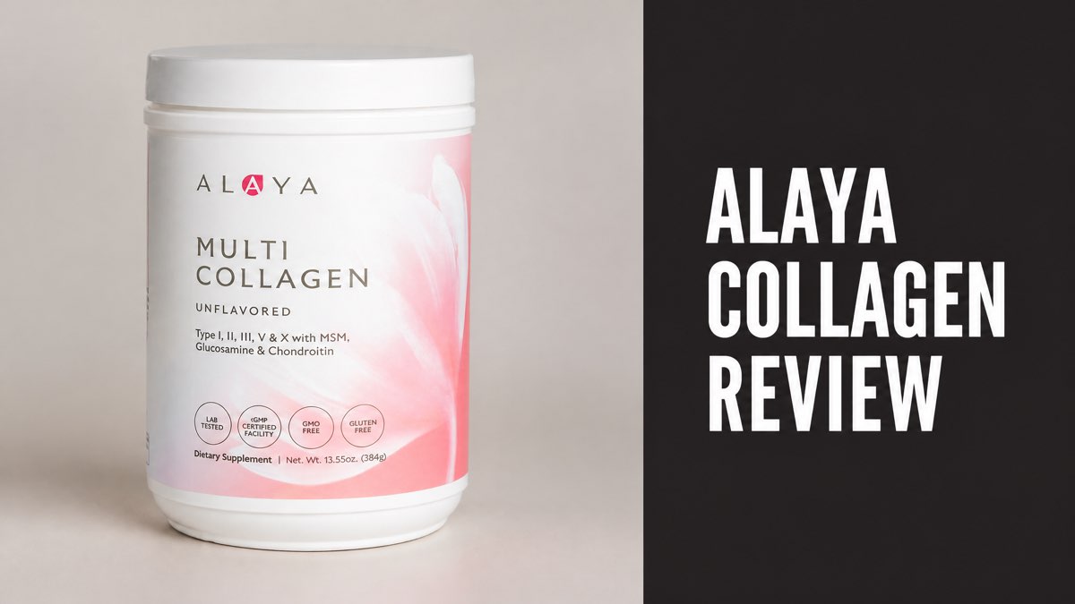 Alaya Naturals Multi Collagen powder container with five collagen types label