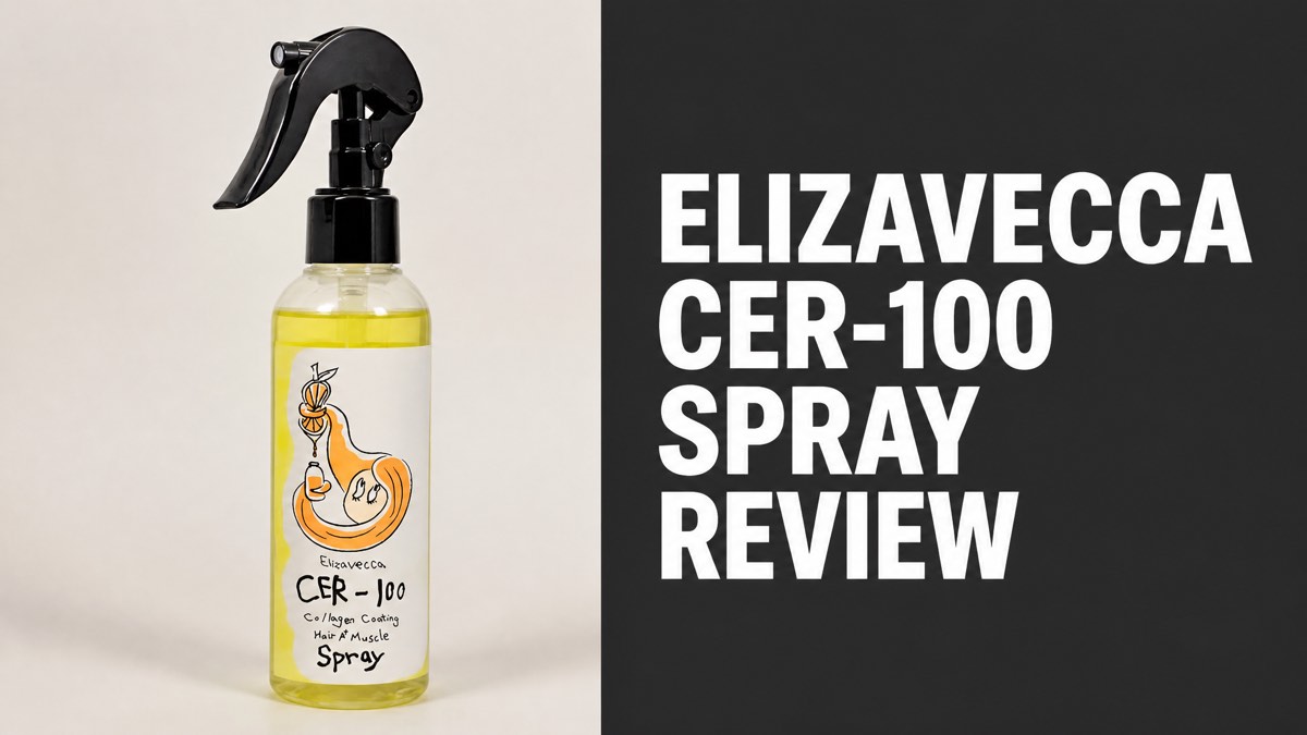 Elizavecca CER-100 Collagen Coating Hair A+ Muscle Spray bottle on a neutral background