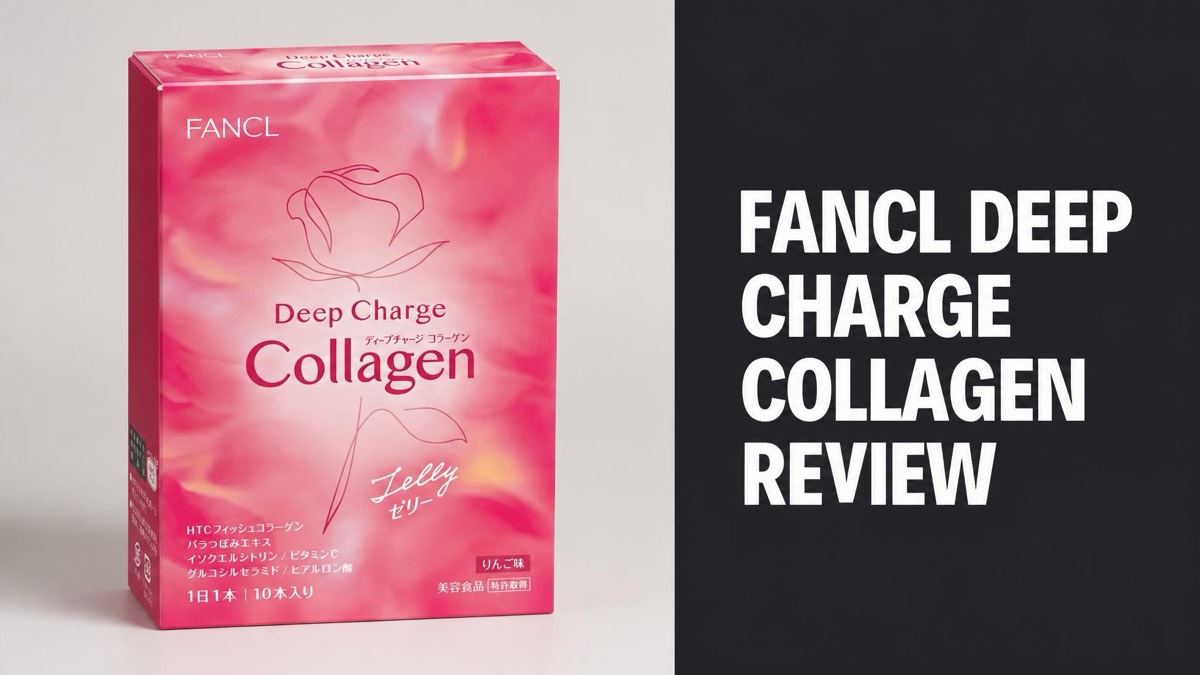 FANCL Deep Charge Collagen Stick Jelly box beside the headline FANCL Deep Charge Collagen Review